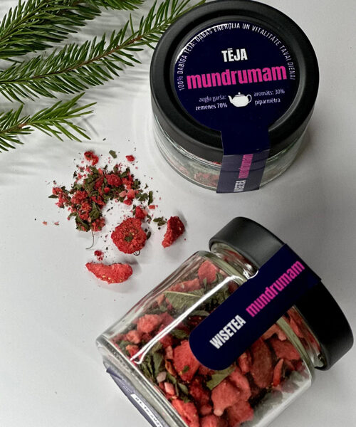 WISETEA vasara tavā krūzē ar zemeņu košumu un piparmētras aromātu (50g)